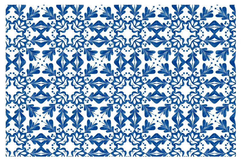 Blue vintage pattern tile textured placemats - TenStickers