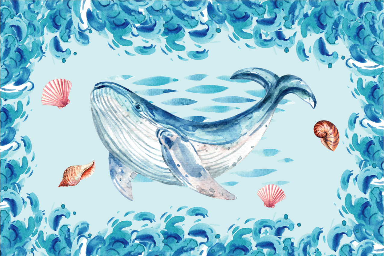 Original placemat whale ocean theme - TenStickers