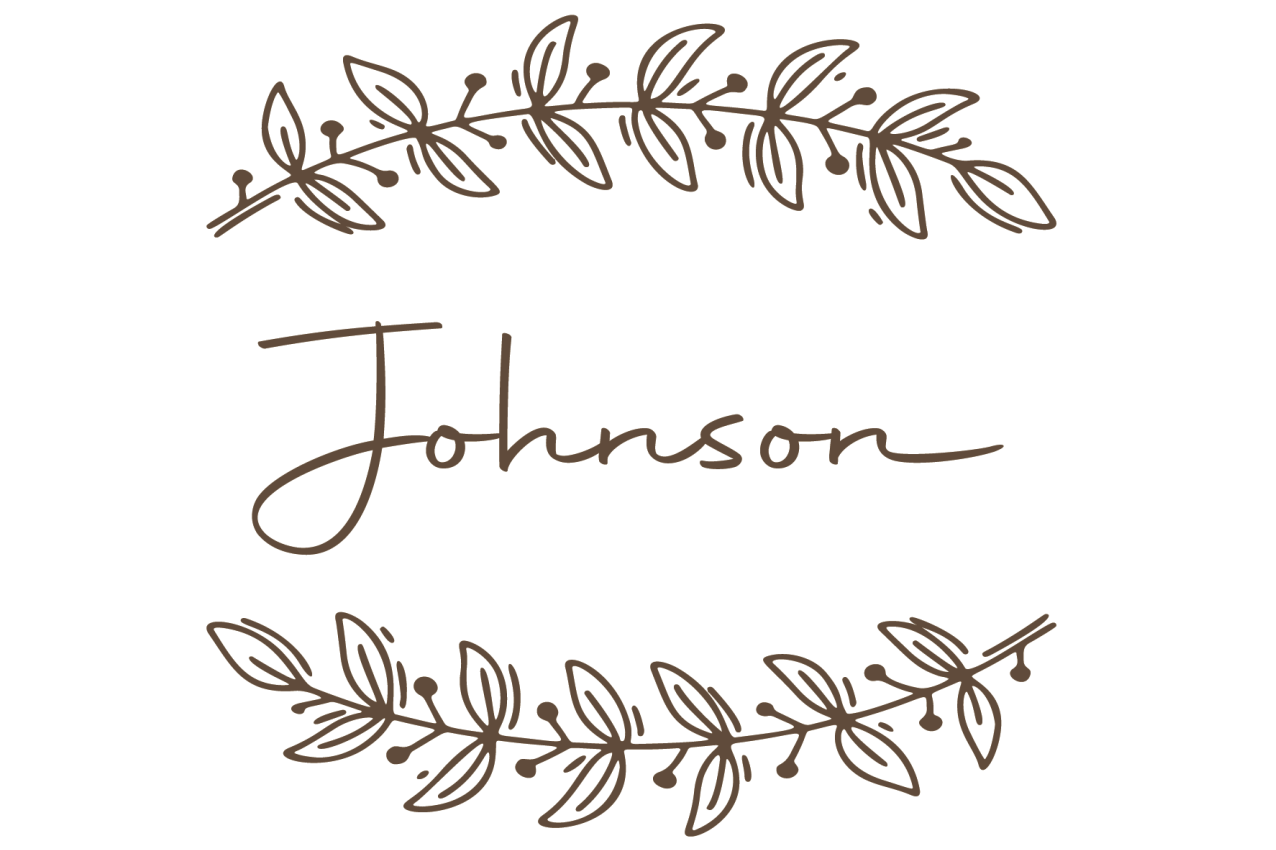 Personalizable placemat elegant leafy name - TenStickers