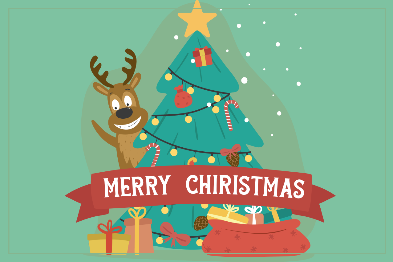 Christmas placemat cheerful holiday tree - TenStickers