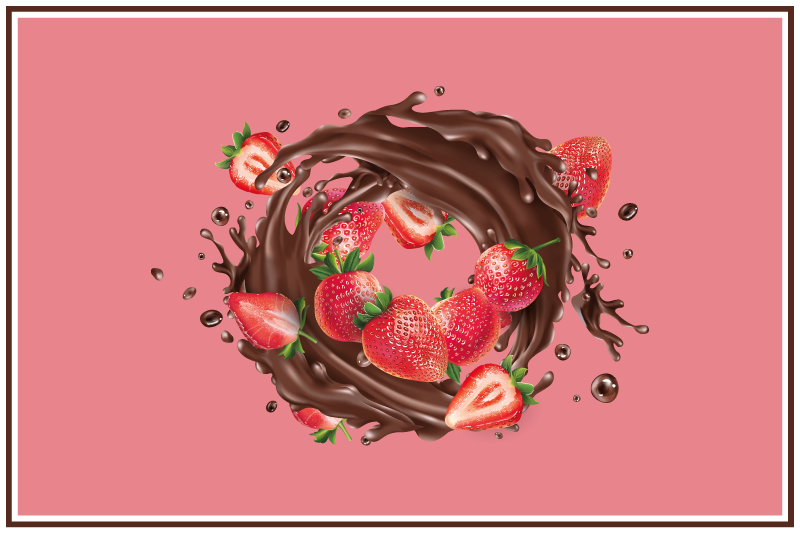 strawberry with chocolate  round vinyl placemats - TenStickers