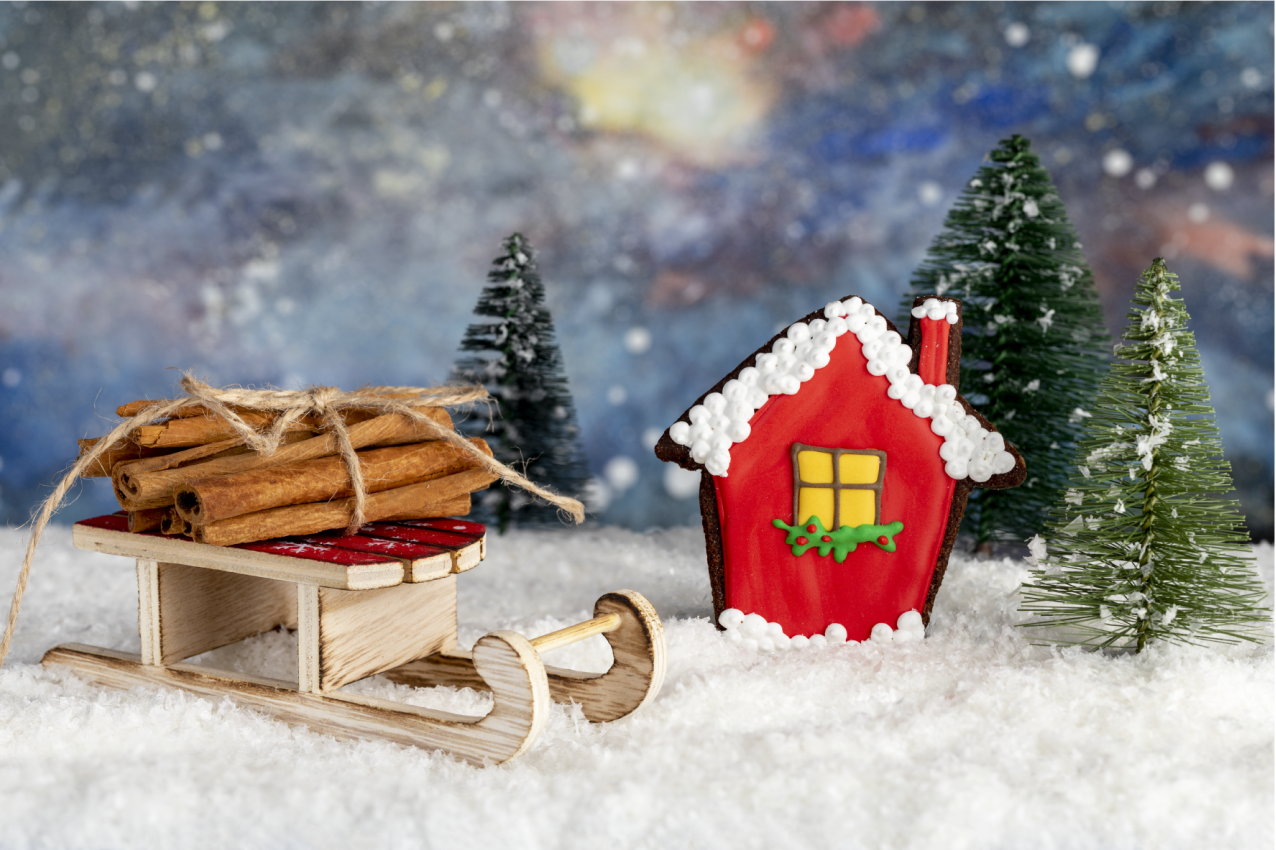 Cartoon house in winter Christmas placemats - TenStickers