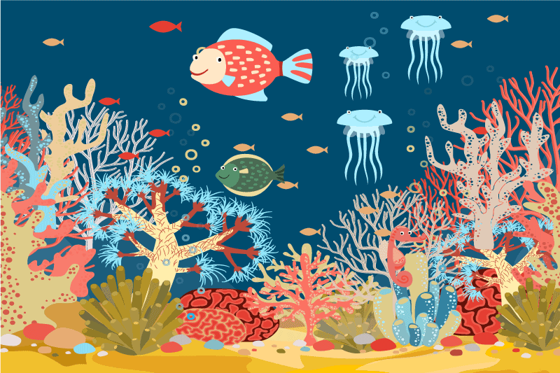 Modern placemat underwater coral scene - TenStickers