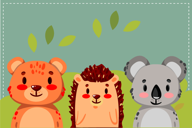 Children placemat cute animal pals - TenStickers