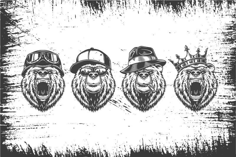 Original placemat stylish bear portraits - TenStickers