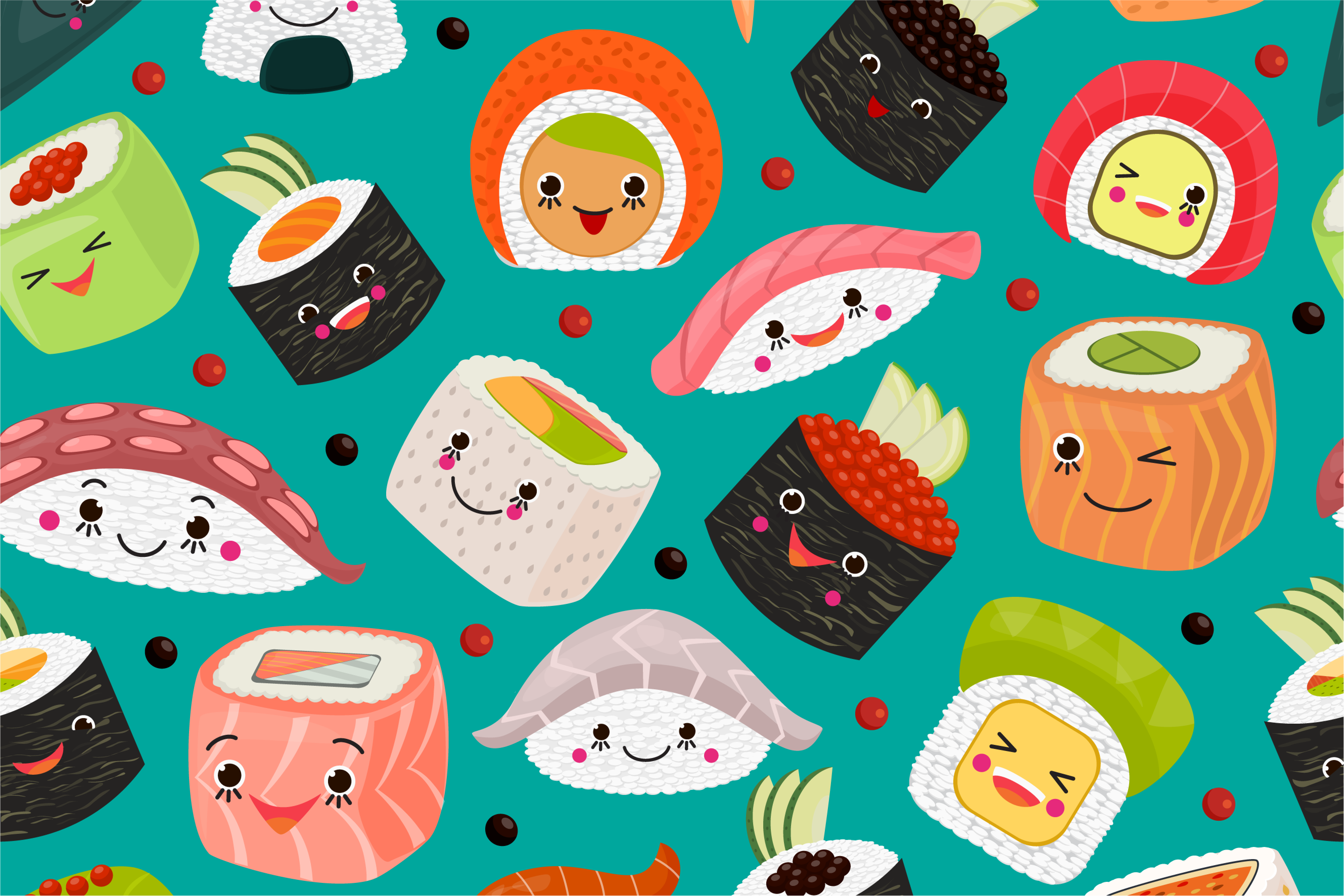 Children placemat cute sushi friends - TenStickers
