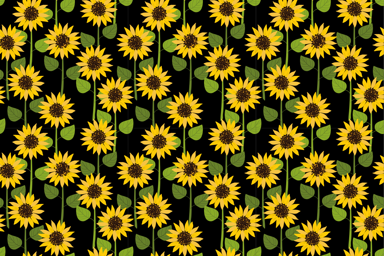 Sunflowers on black background modern placemats - TenStickers