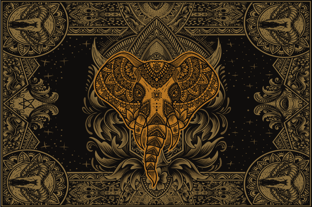 Original placemat intricate elephant design - TenStickers