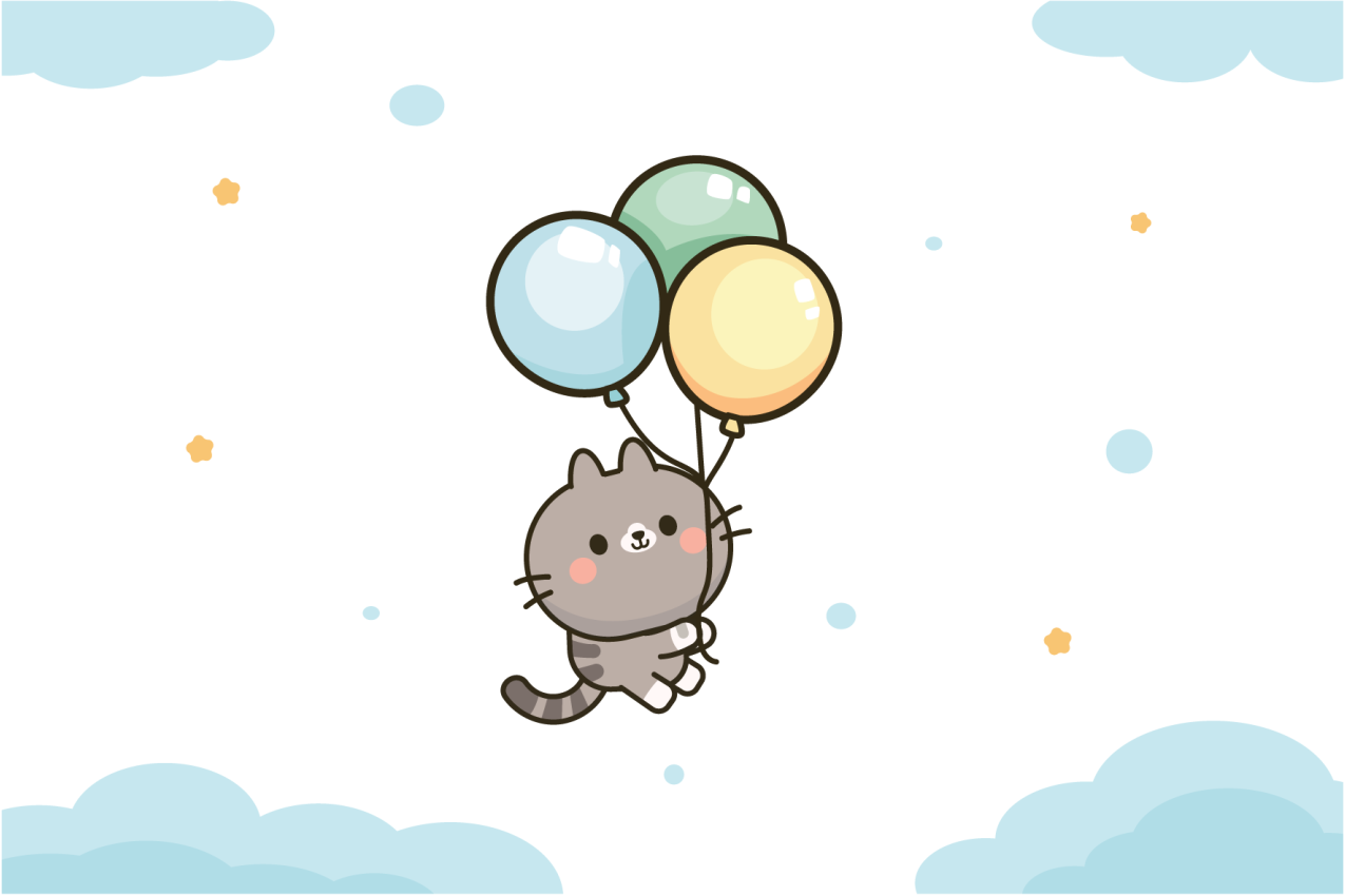 Cat and balloons children placemats - TenStickers