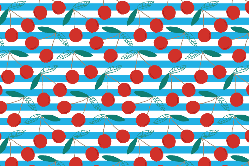 Cherry pattern blue stripe home placemats - TenStickers
