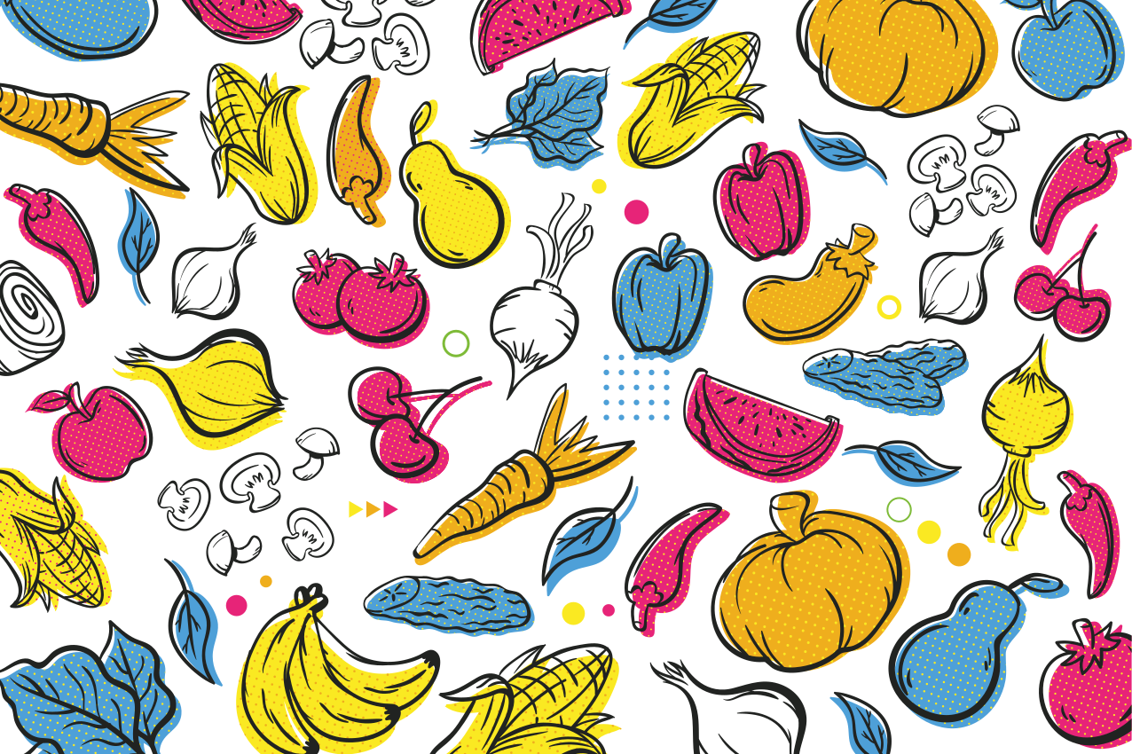 Original placemat with colorful vegetable patterns - TenStickers