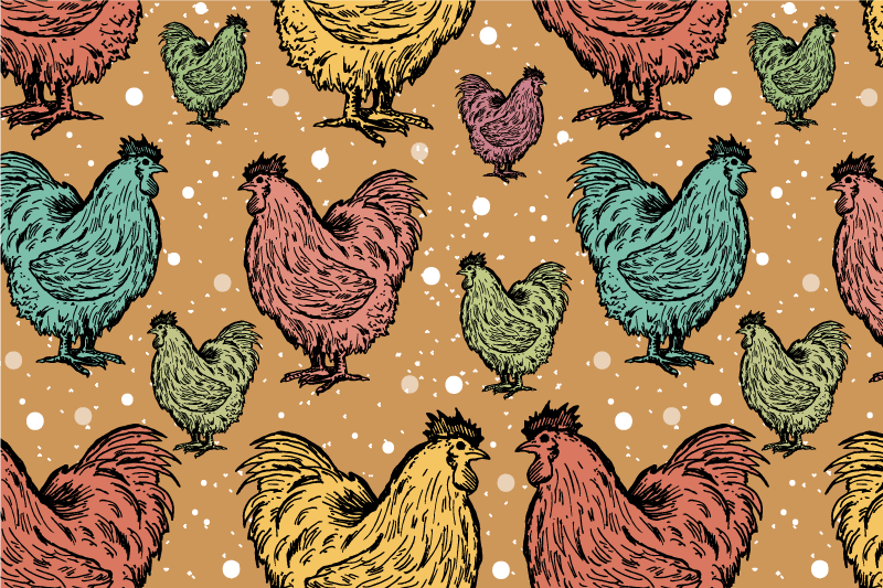 Original placemat colorful chicken design - TenStickers