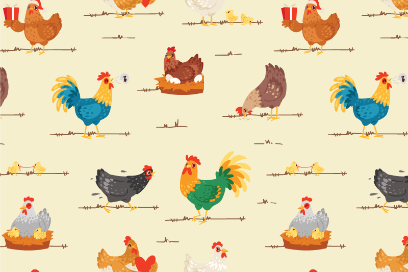 Children placemat colorful chicken designs - TenStickers