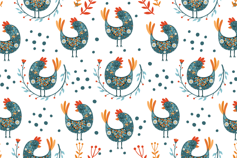 Folk chickens Vinyl placemats - TenStickers