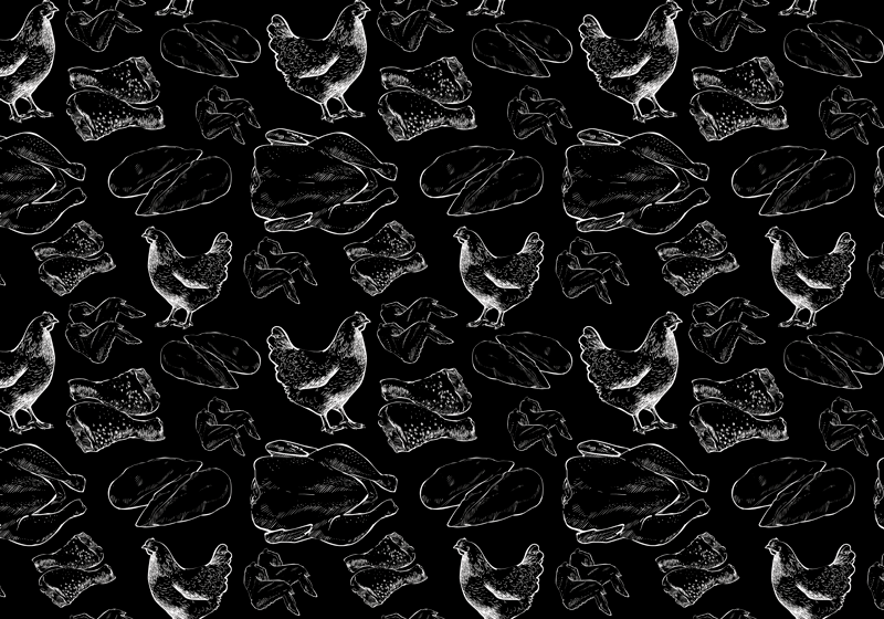 Black and white fried chicken original placemat - TenStickers