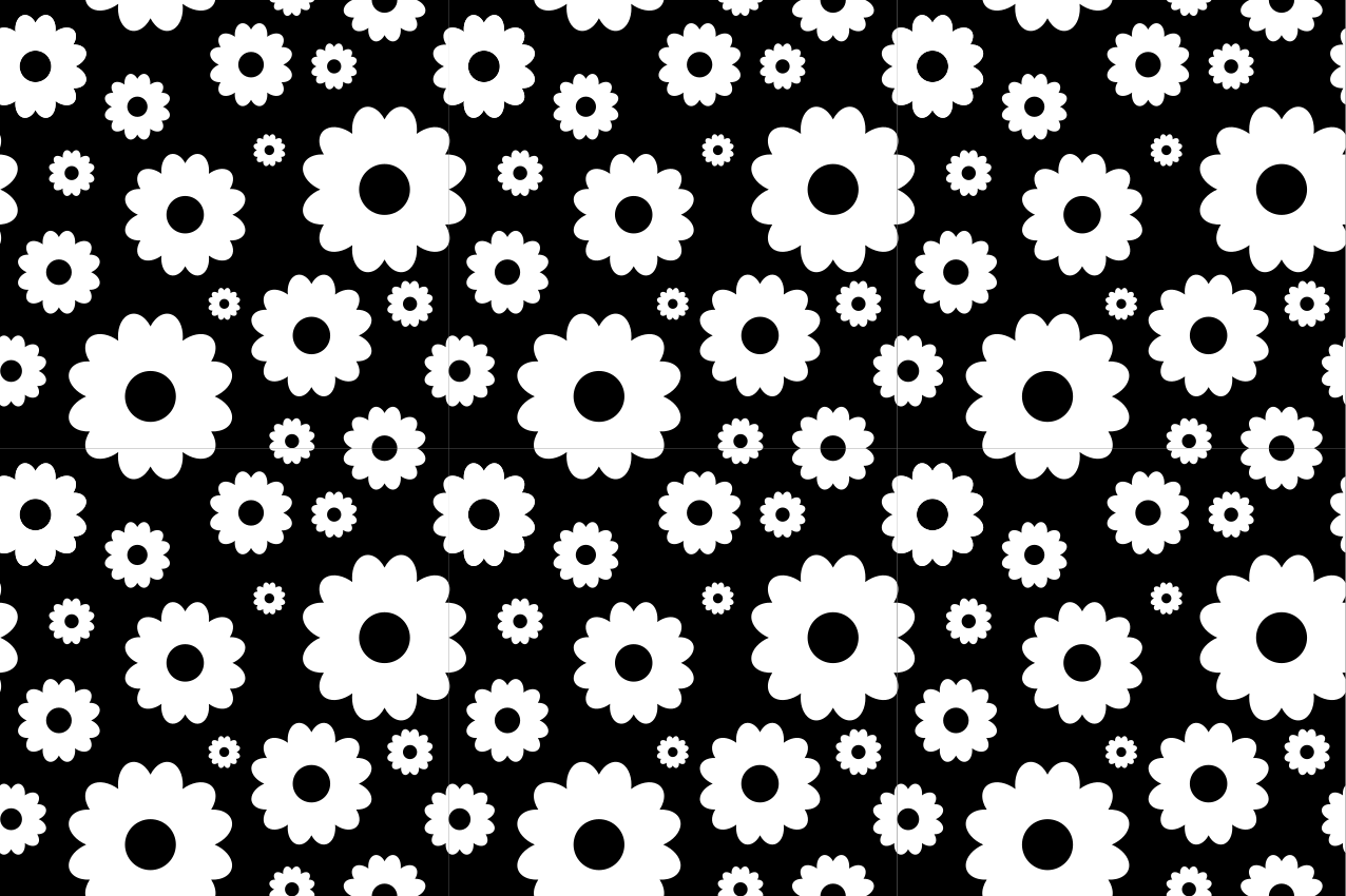 Black background  white daisies Vinyl placemats - TenStickers