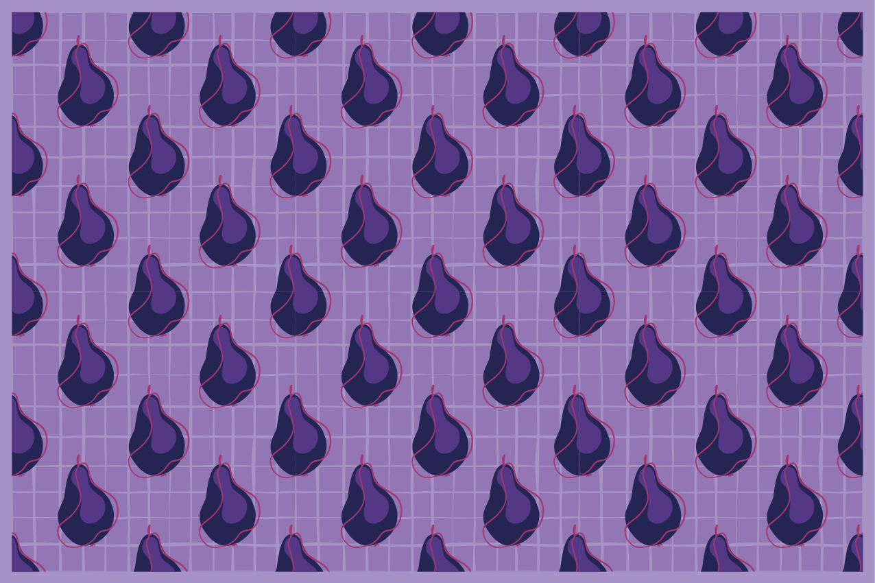 Purple pear fruits doodle  original placemats - TenStickers