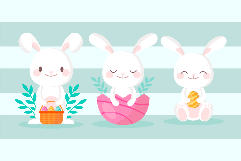 Children placemat with adorable bunny designs - TenStickers