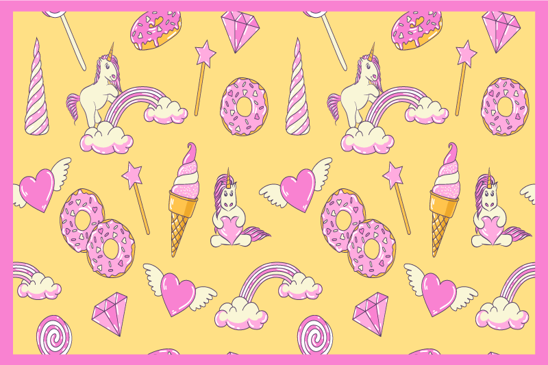 Whimsical unicorn playfulness children placemat - TenStickers