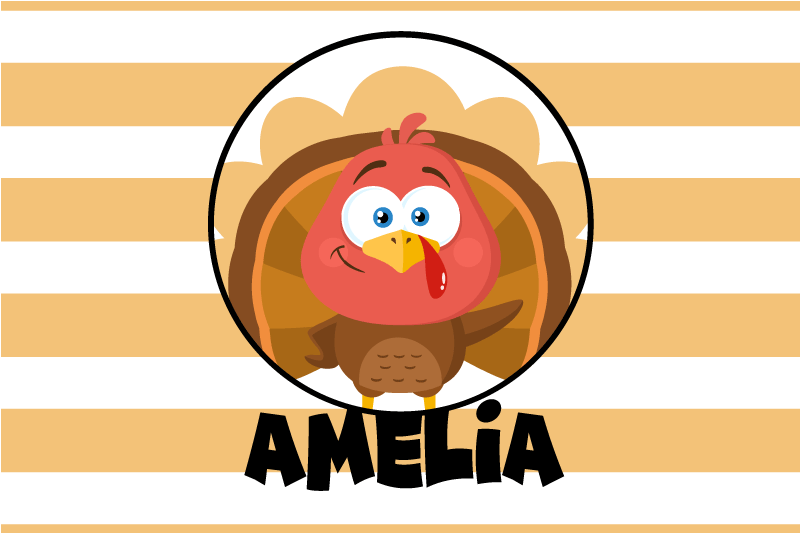 Thanksgiving orange name Personalised placemats - TenStickers