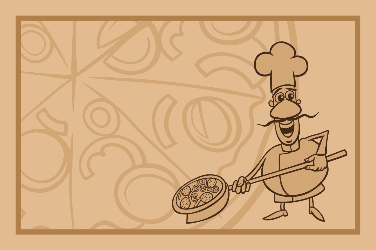 Children placemat chef with pizza - TenStickers