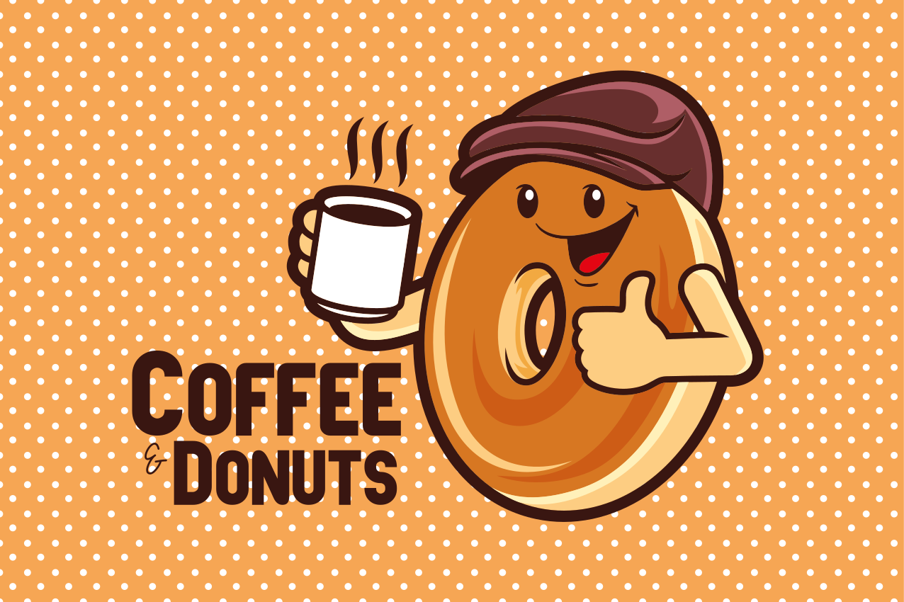 Children placemat with happy doughnut character - TenStickers