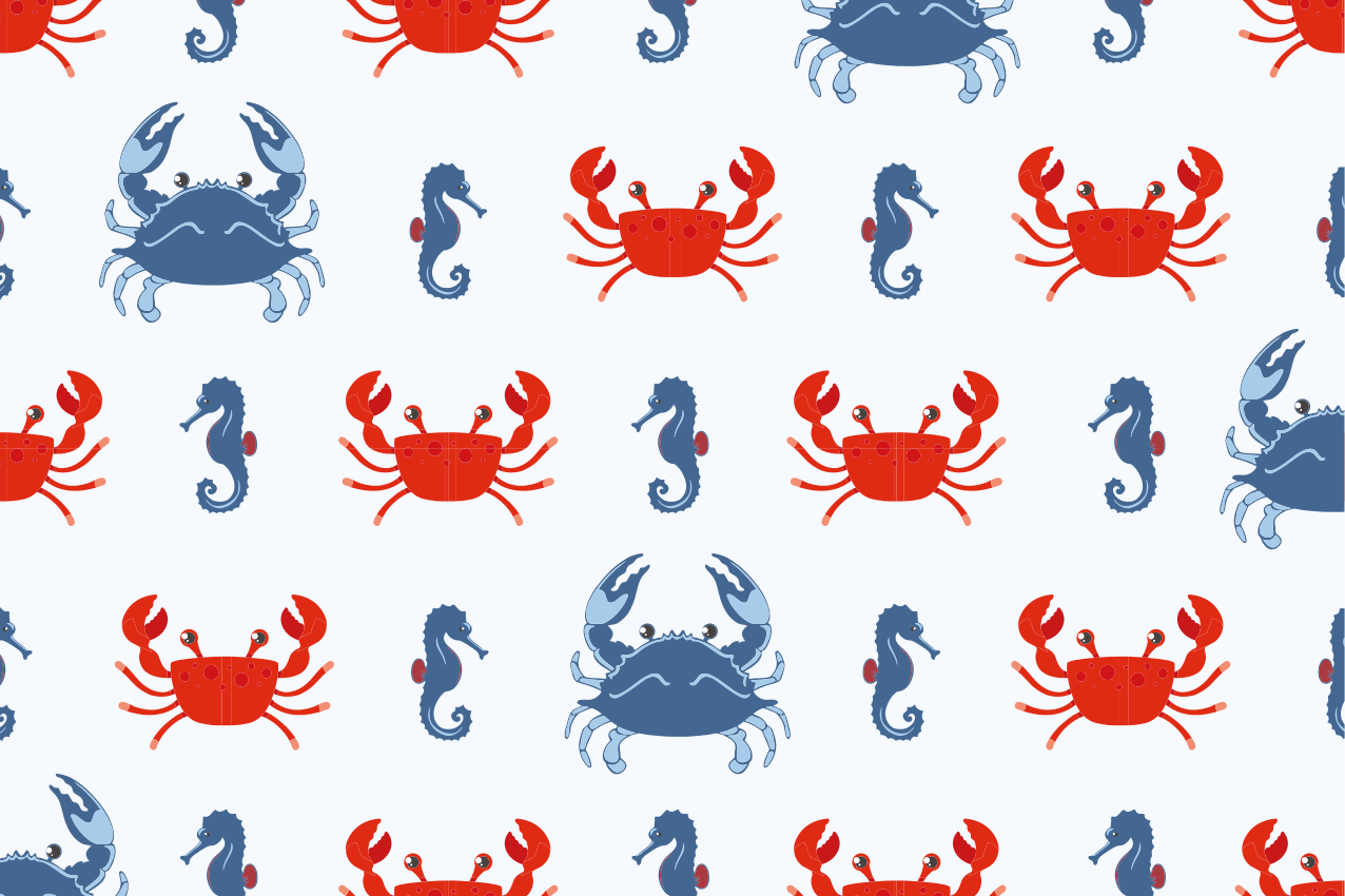 Original placemat crab and seahorse design - TenStickers