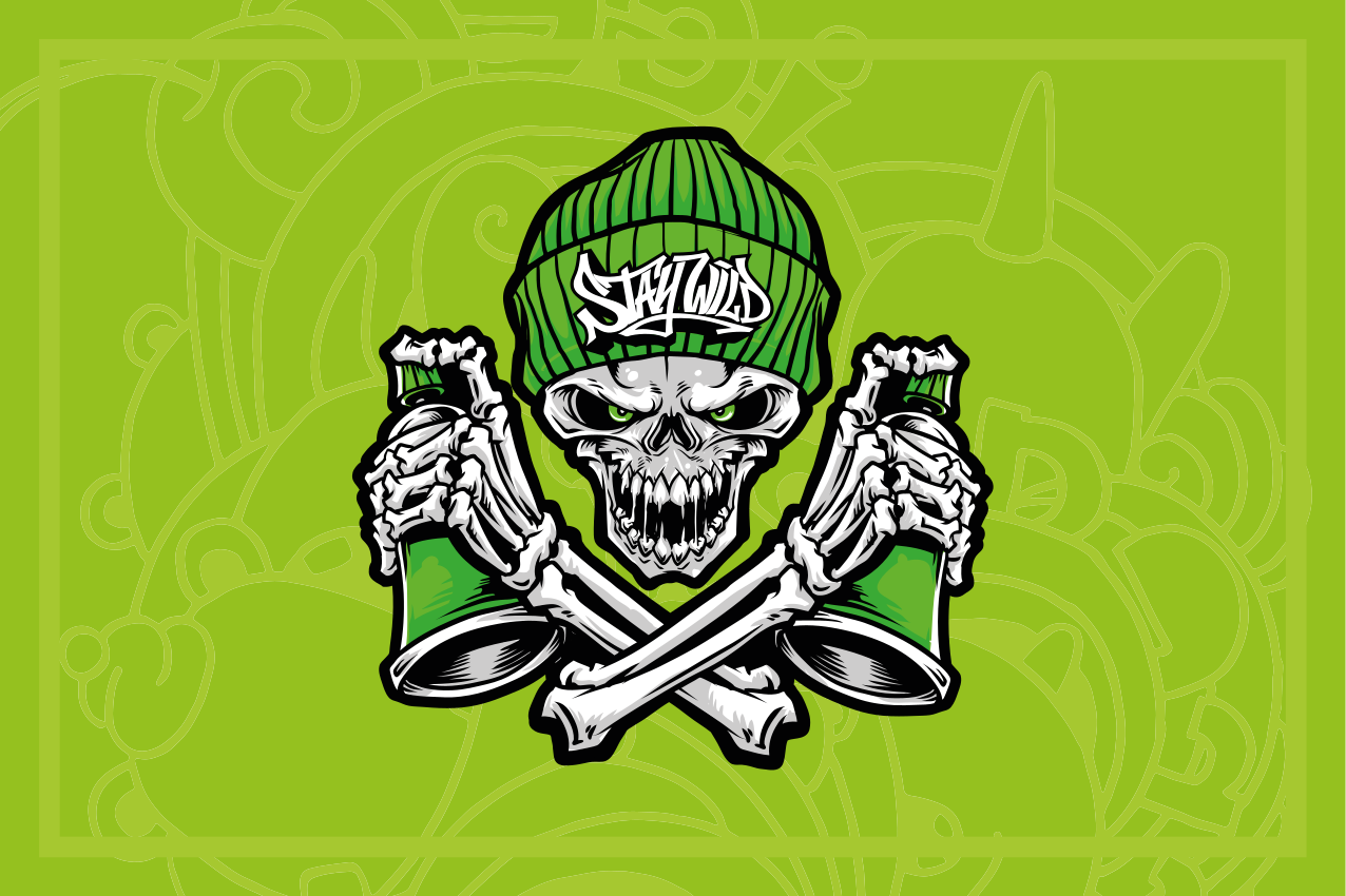 Green skull glasses graffiti  original placemats - TenStickers