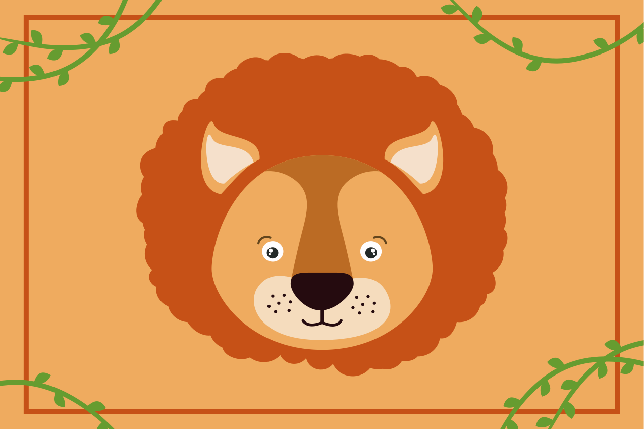 Children placemat cute lion head - TenStickers