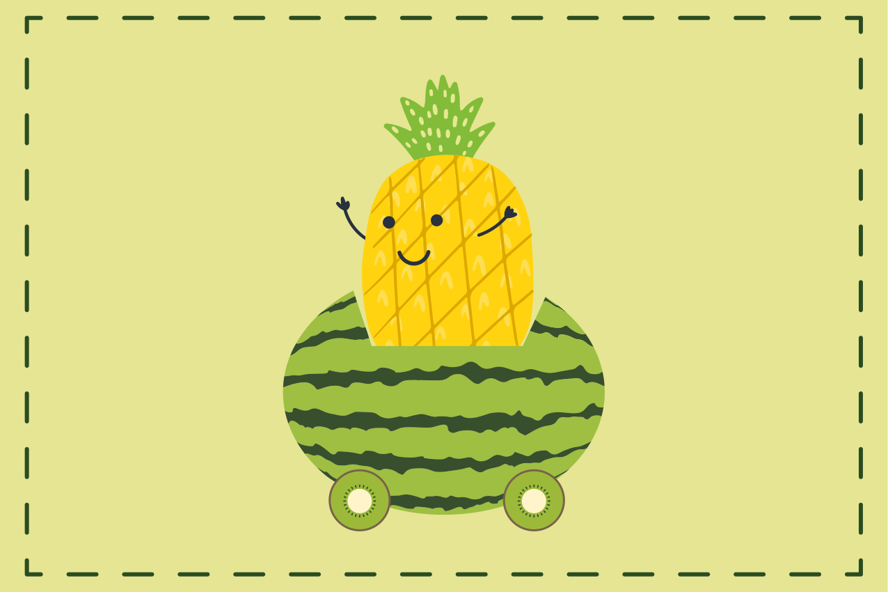 Pineapple in a watermelon children placemats - TenStickers