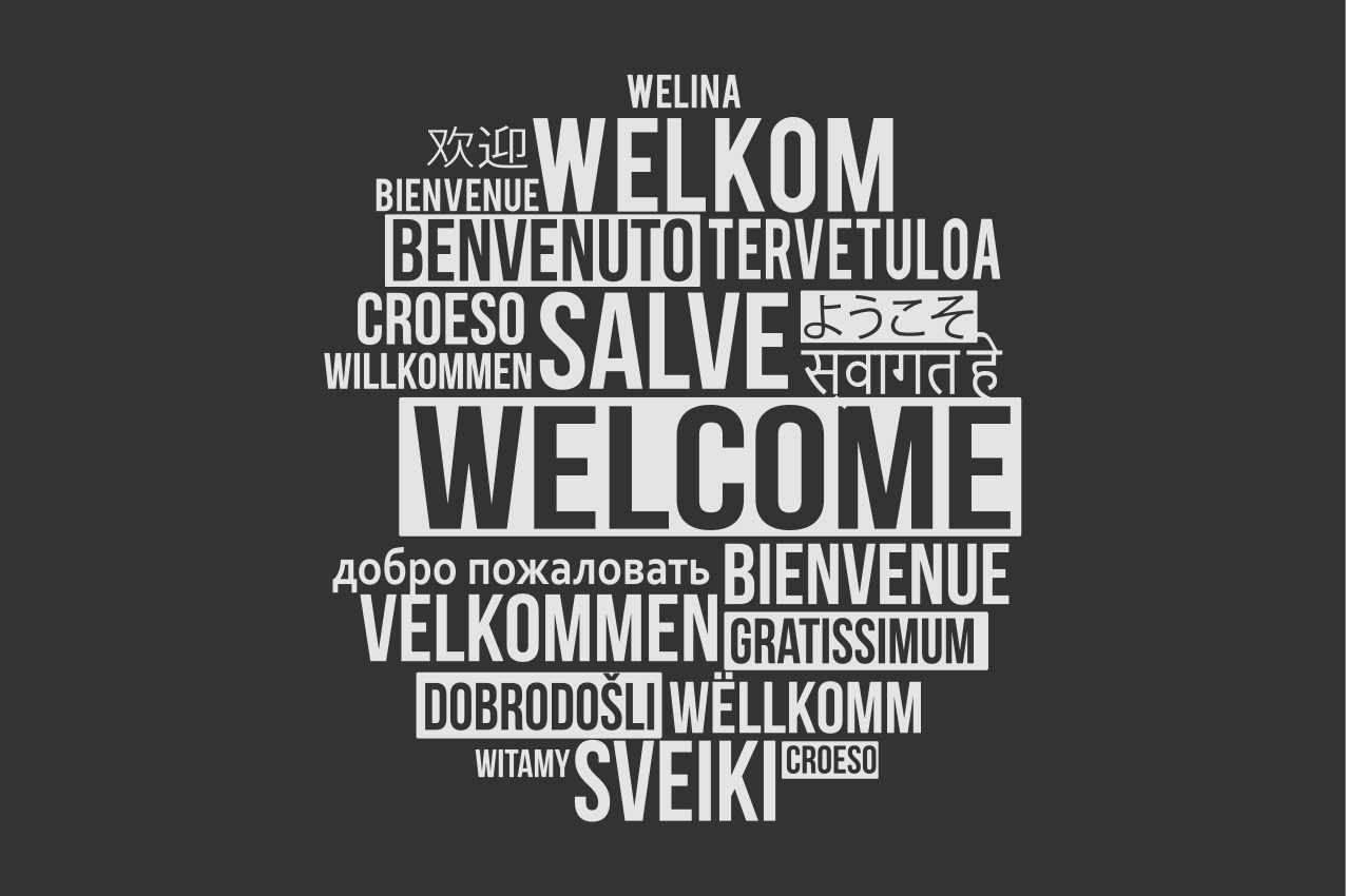 Placemat with quote welcome multilingual design - TenStickers