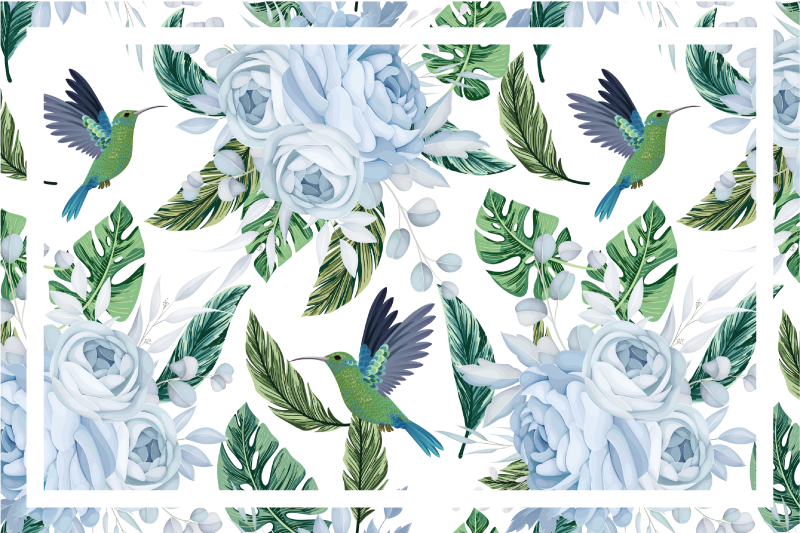 Modern placemat with floral hummingbird design - TenStickers