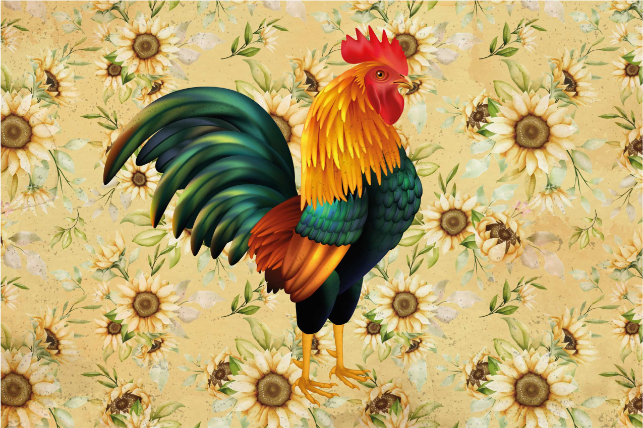 Original placemat colorful rooster centerpiece - TenStickers