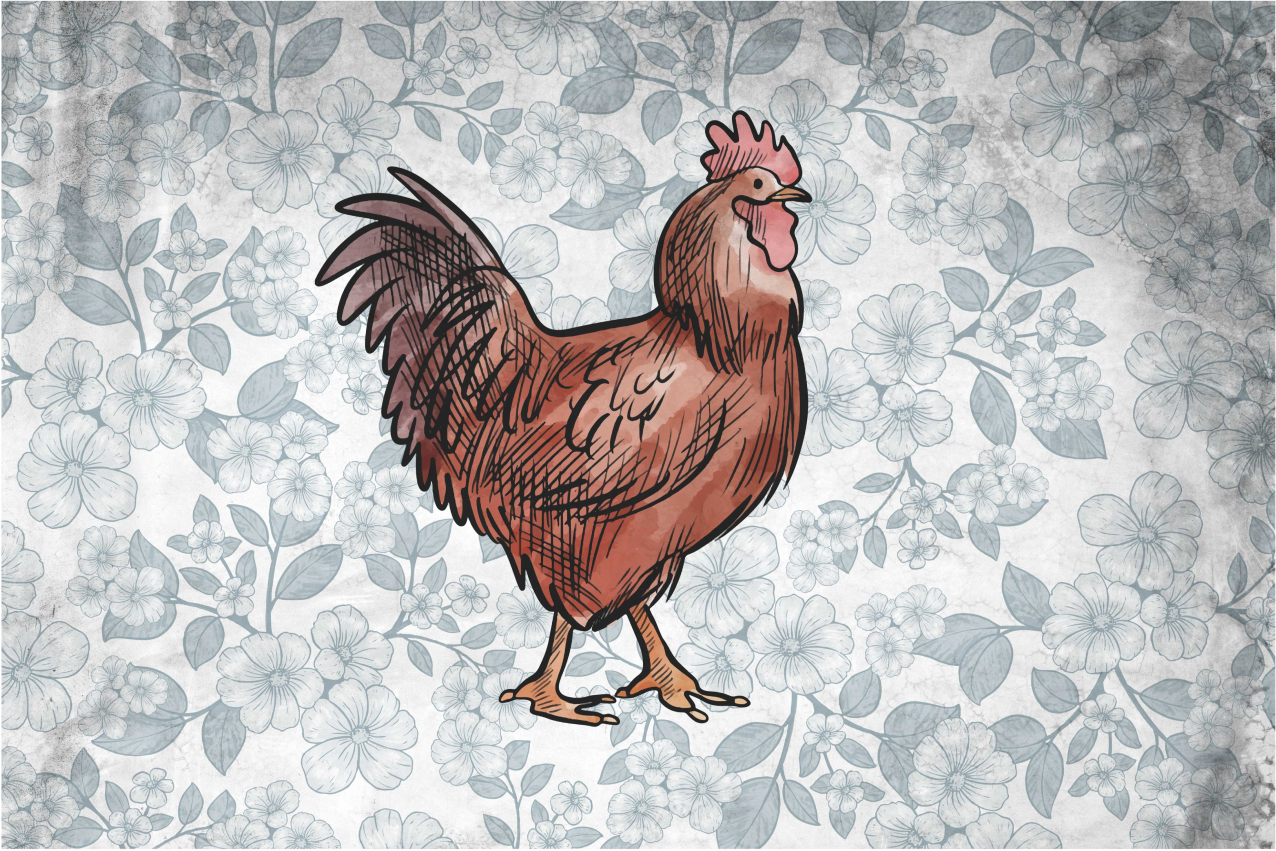 Original placemat rustic chicken artwork - TenStickers