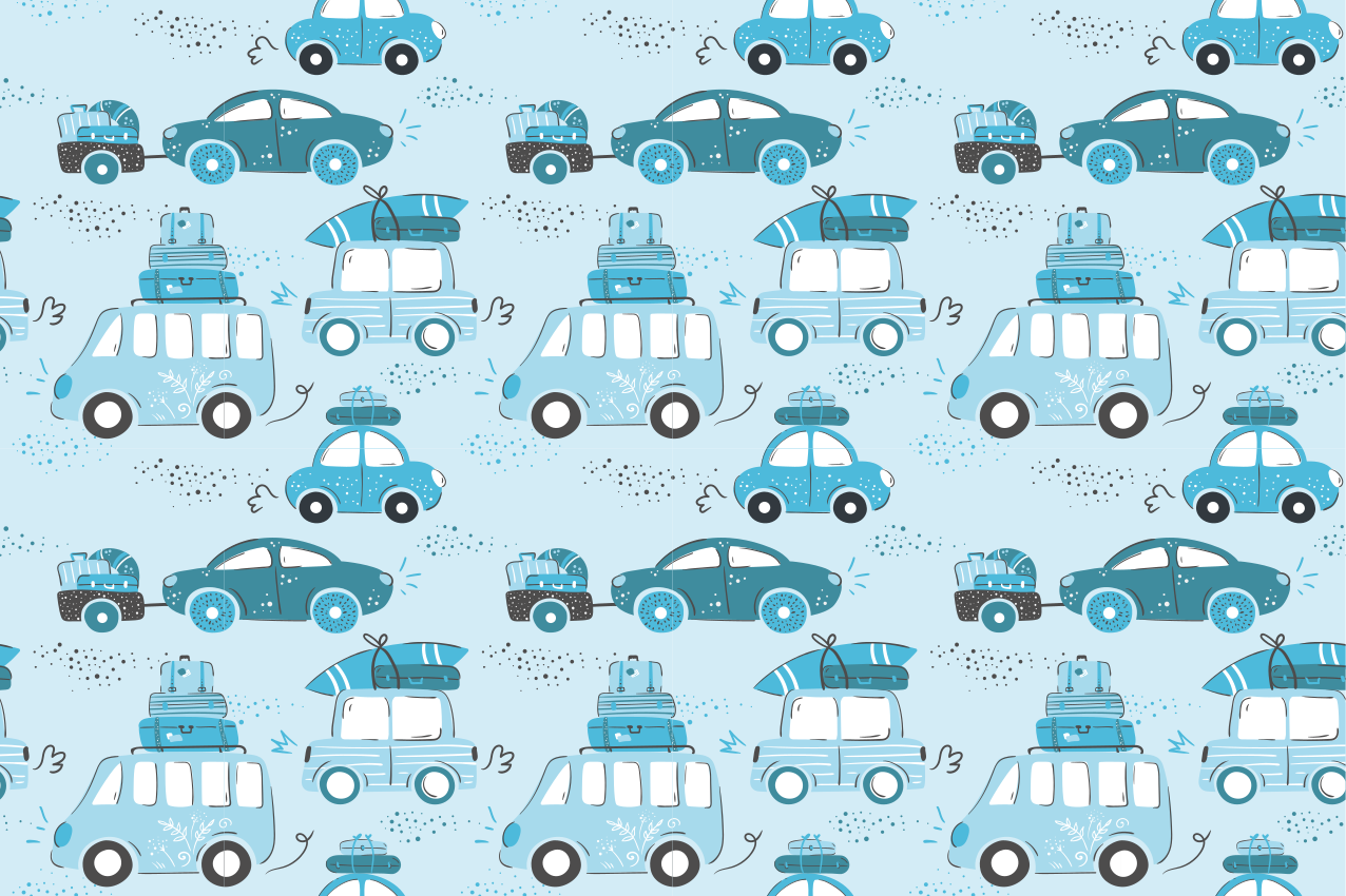 Children placemat cars with luggage - TenStickers