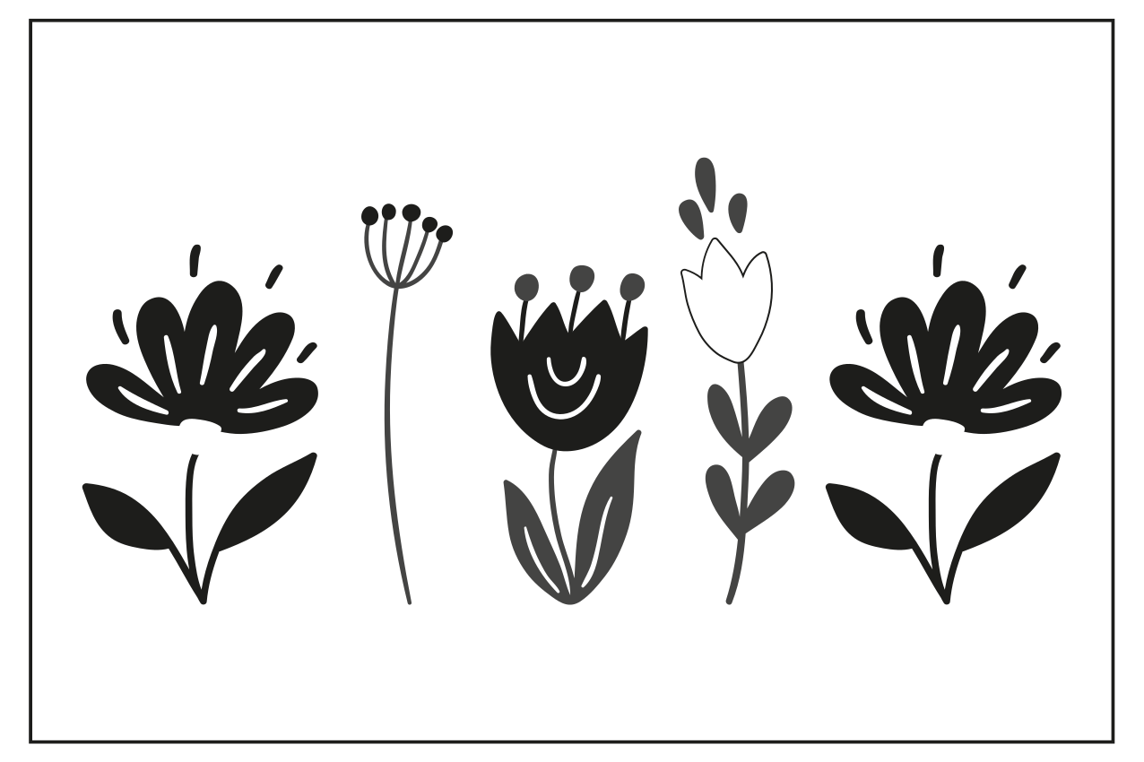 Black and white flowers original placemats - TenStickers