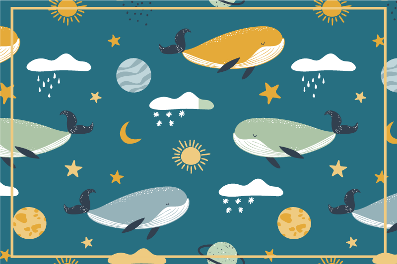 Children placemat whale and celestial designs - TenStickers