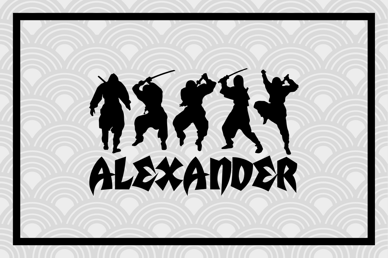 Personalizable placemat ninja warrior silhouettes - TenStickers