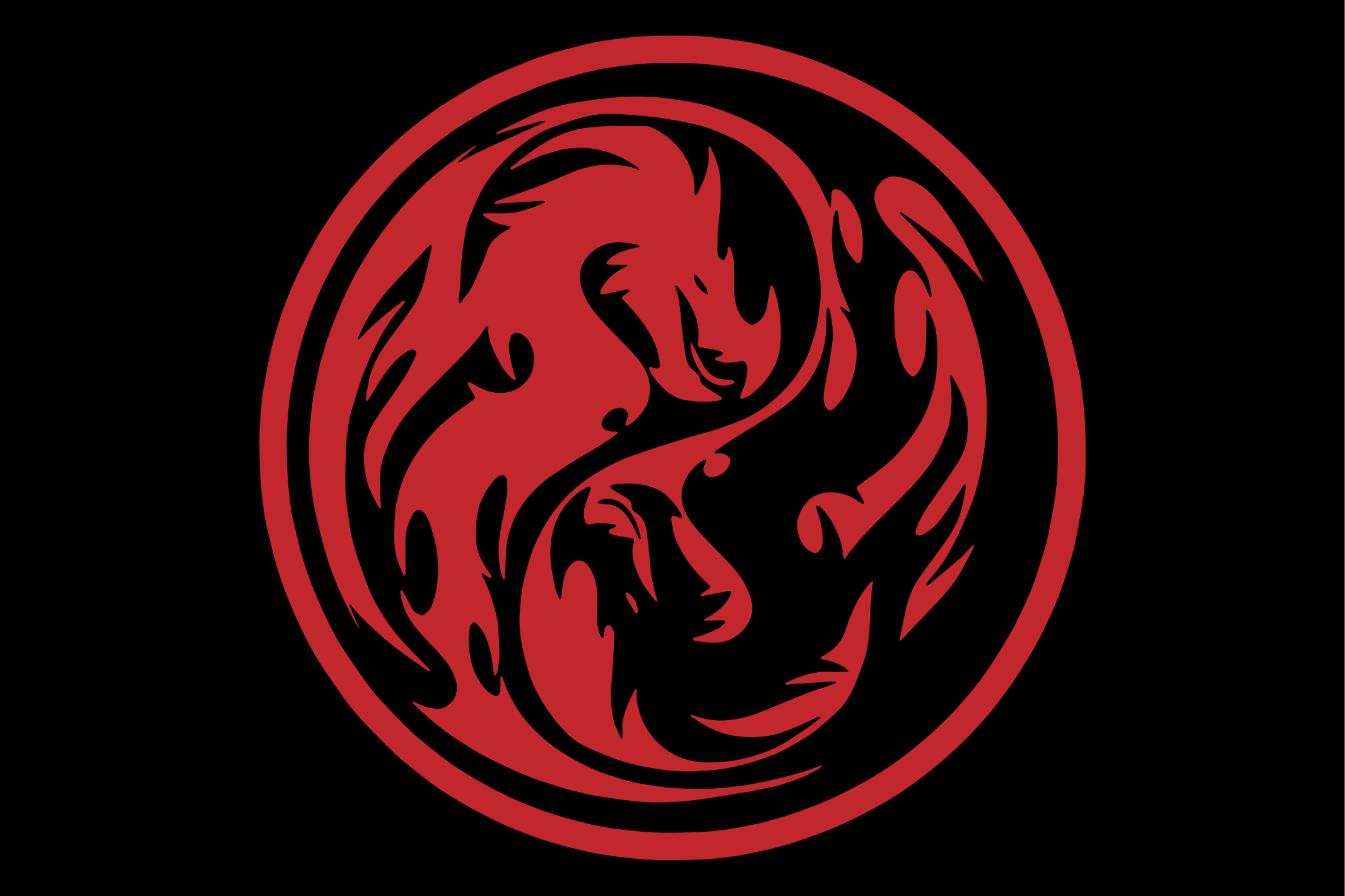 Black and Red Dragon Yin Yang modern placemats - TenStickers