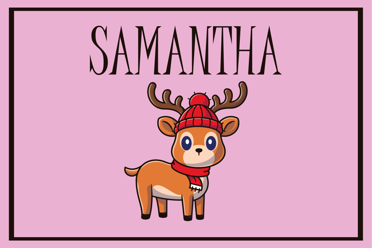 Baby reindeer with name Christmas placemats - TenStickers