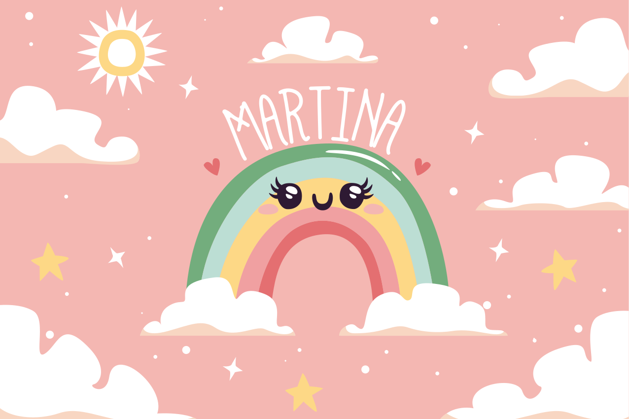 Children placemat cheerful rainbow scene - TenStickers