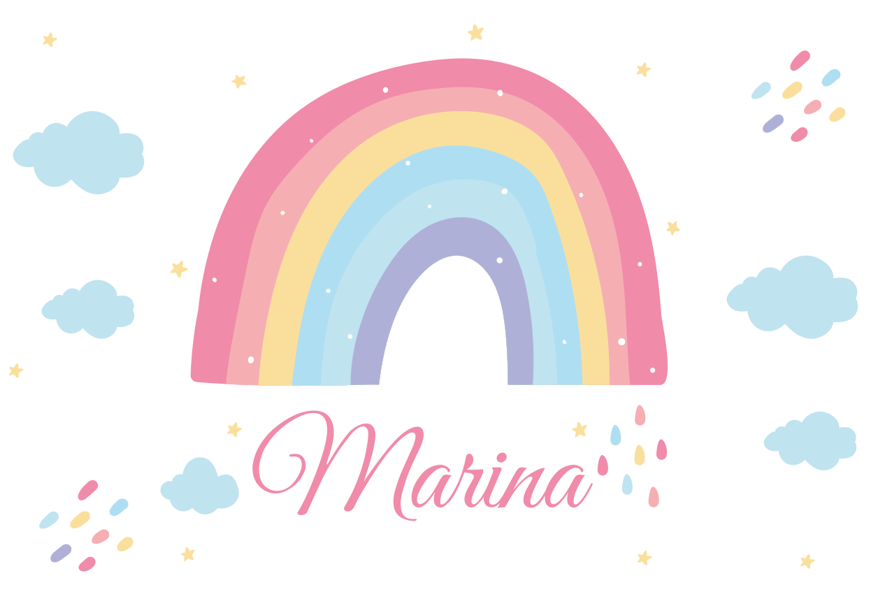 Children placemat rainbow with name - TenStickers