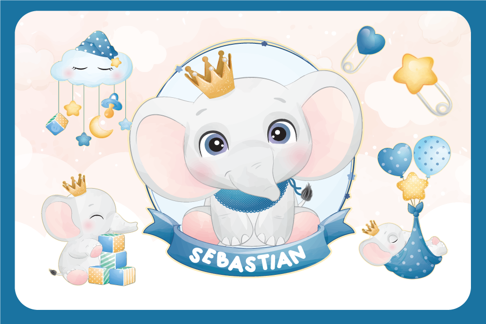 Children placemat cute elephant design - TenStickers