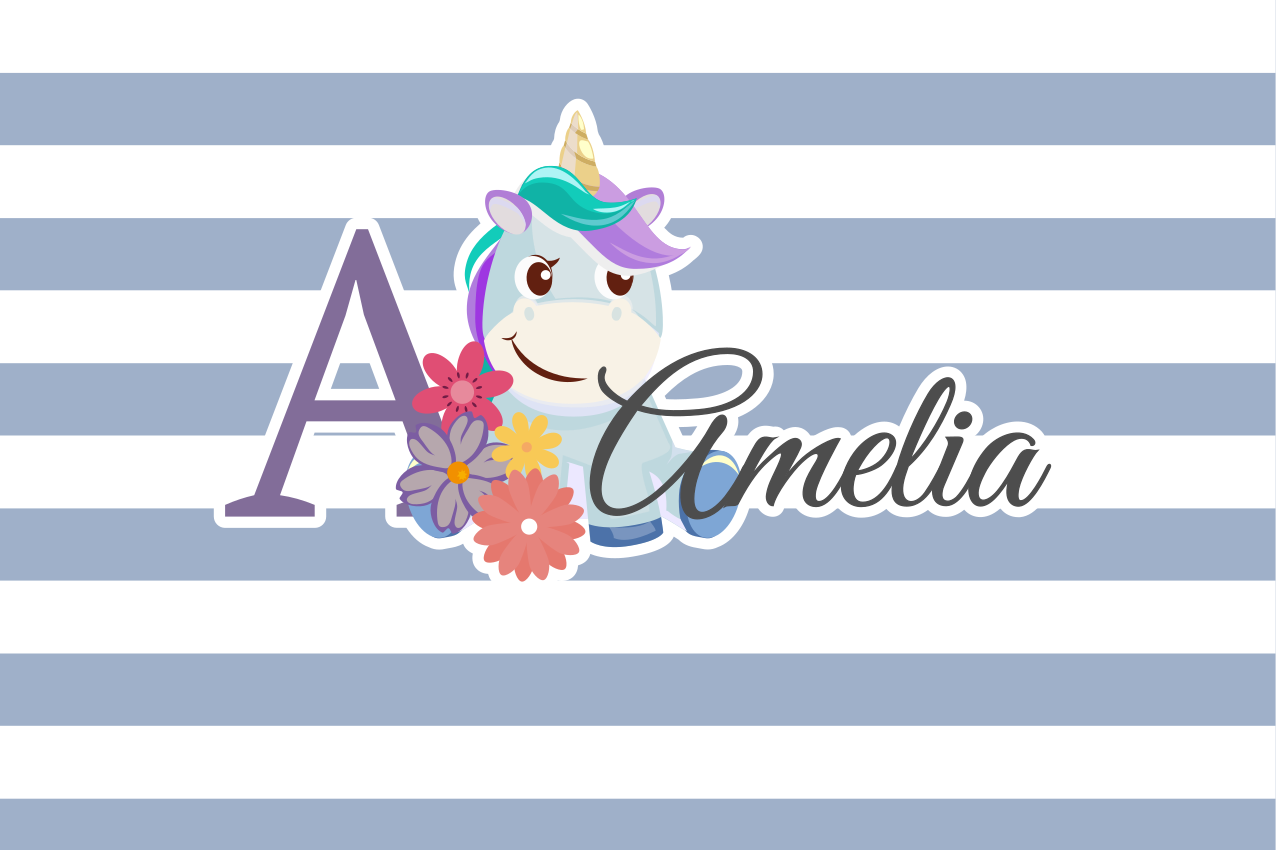 Children placemat unicorn name illustration - TenStickers