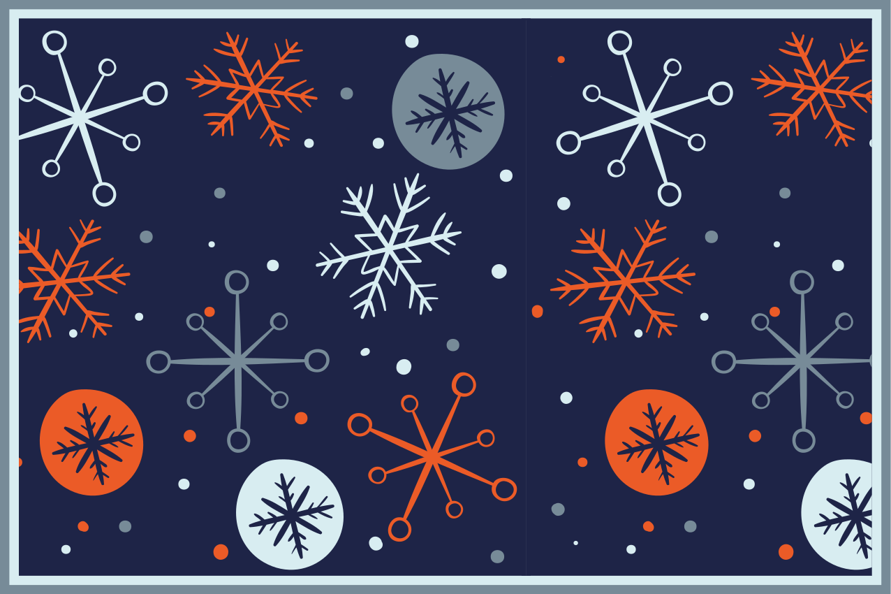 Blue and orange snowflakes Christmas placemats - TenStickers