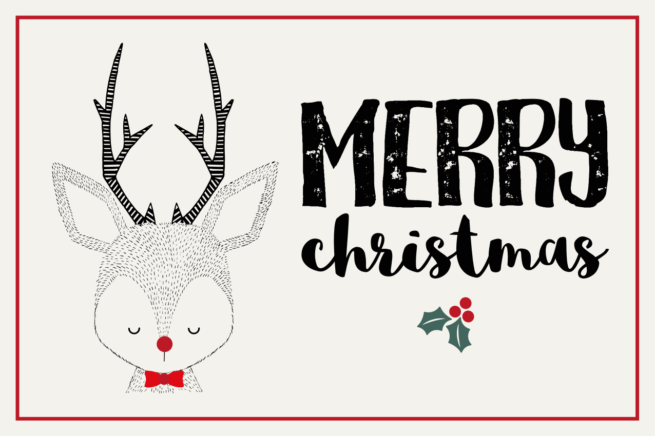 Christmas placemat with merry reindeer illustration - TenStickers