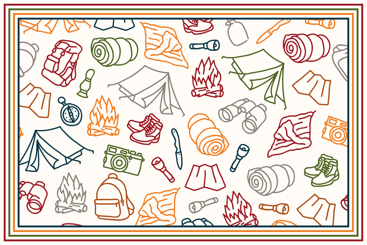 Original placemat camping adventure icons - TenStickers