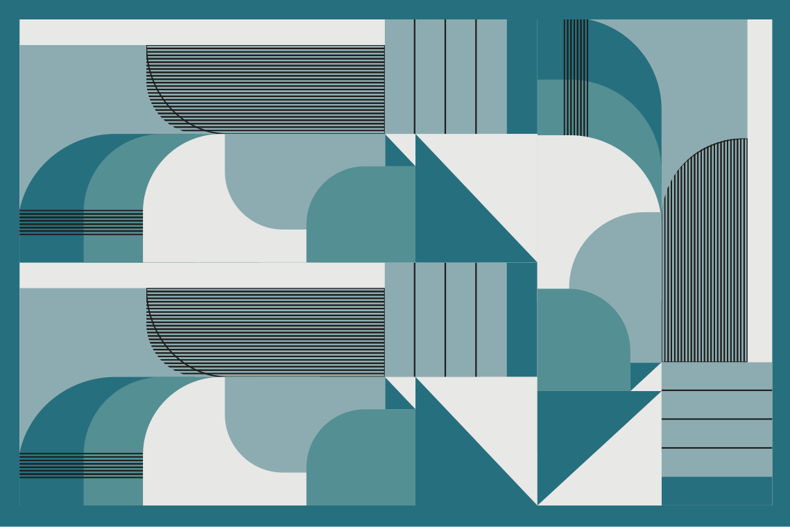 Modern placemat in geometric teal patterns - TenStickers