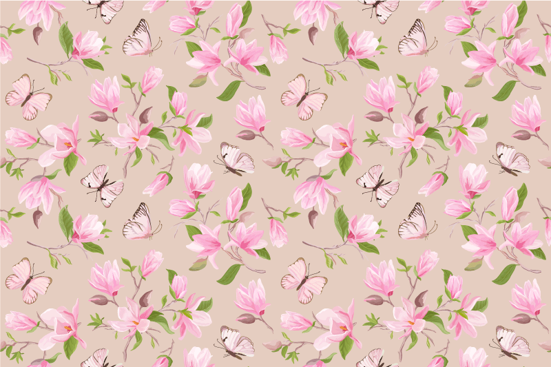 Magnolia and butterfly design  vinyl placemats - TenStickers