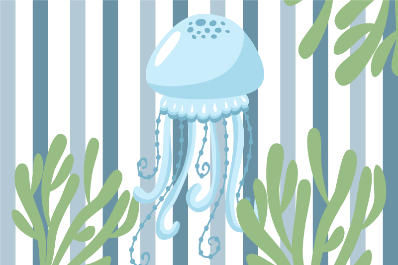 Original placemat jellyfish underwater scene - TenStickers